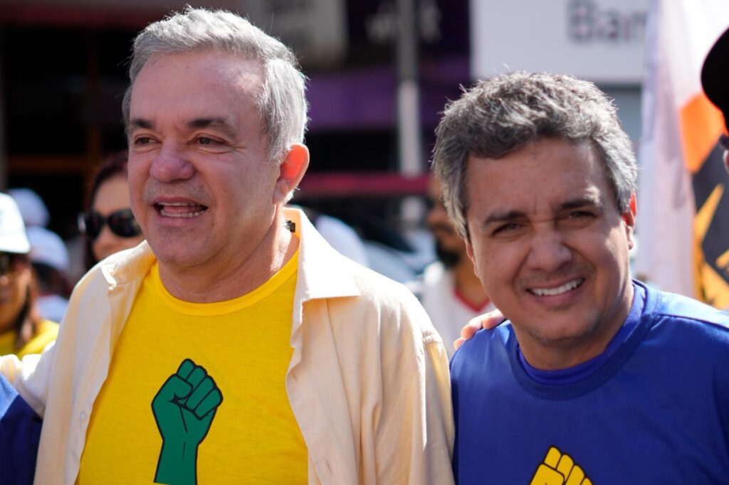 Deputado federal Vander Loubet (PT) e o vereador Landmark Rios (PT). Foto: Pedro Roque