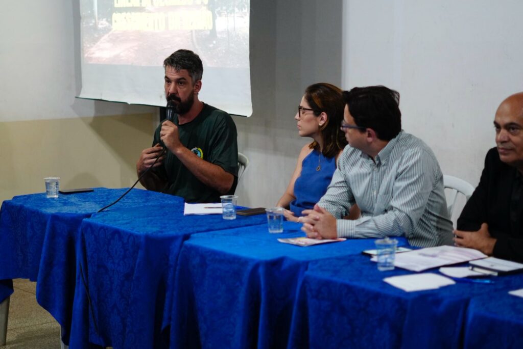 Marcos Eduardo Bergoli Kirst, gestor ambiental, durante sua fala. Foto: Pedro Roque